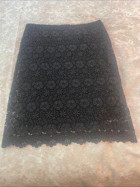 Zara Black Floral Lace Pencil Skirt